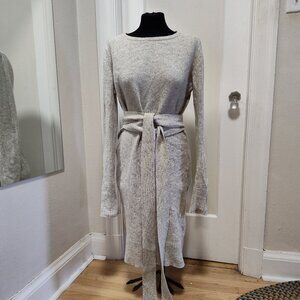 Ann Taylor Belted Mid-Length Wool-linen blend Sweater Dress